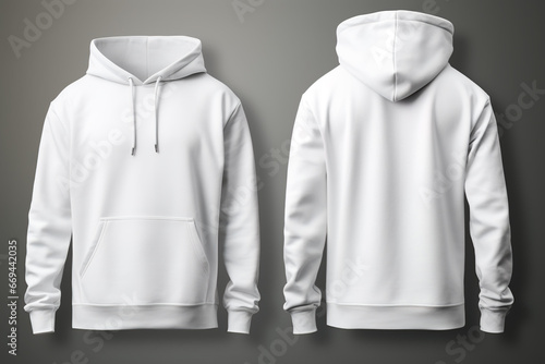 blank white male long sleeve hoodie for design mock up photo