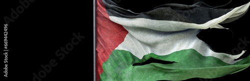 Palestine, State of Palestine Flag, Flag waving on dark background. 3D Design. photo
