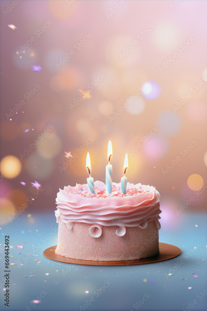 Birthday Cake with Candles Pastel Color Party Invitation Gift Card Background Wallpaper Celebration Birthday Cake with Candles Pastel Color Party Invitation Gift Card Background Wallpaper Celebration