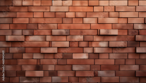 Ultrawide detailed close-up of a uniformly patterned brick wall, showcasing rich terracotta hues and rugged texture.