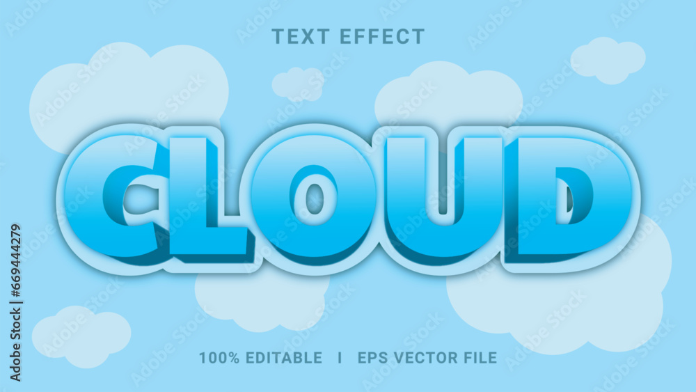 Modern editable cloud text effect 3d text effect
