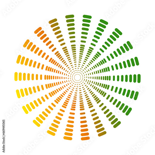 circle of multi-colored strokes of different sizes for creative design