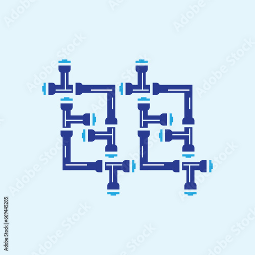 Pipe Icon Pipe Fitting Icon Water Gas, Oil Pipeline Plumbing Work Vector