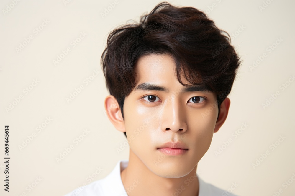 Portrait of handsome young asian man with clean skin, studio shot Portrait of handsome young asian man with clean skin, studio shot