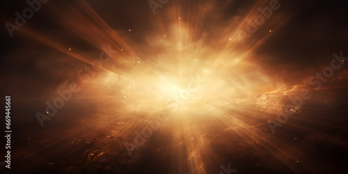 sun and star Lens flare on background created with technology Fishshaped golden color light explosion isolated black background