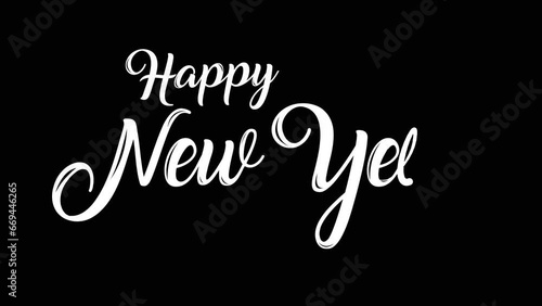 happy new year text animation with ink effect suitable for new year anniversary