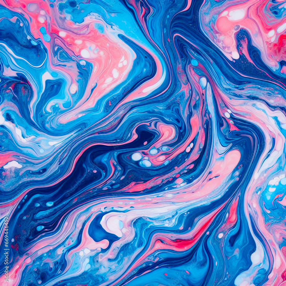 Marbled blue and pink abstract background. Liquid marble gradient mixing ink pattern watercolor acid wash texture colorful