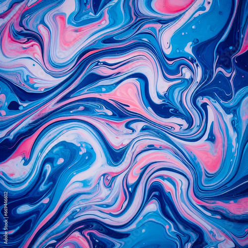 Marbled blue and pink abstract background. Liquid marble gradient mixing ink pattern watercolor acid wash texture colorful