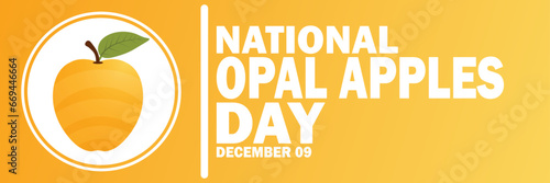 National Opal Apples Day. December 09. Holiday concept. Template for background, banner, card, poster with text inscription. Vector illustration