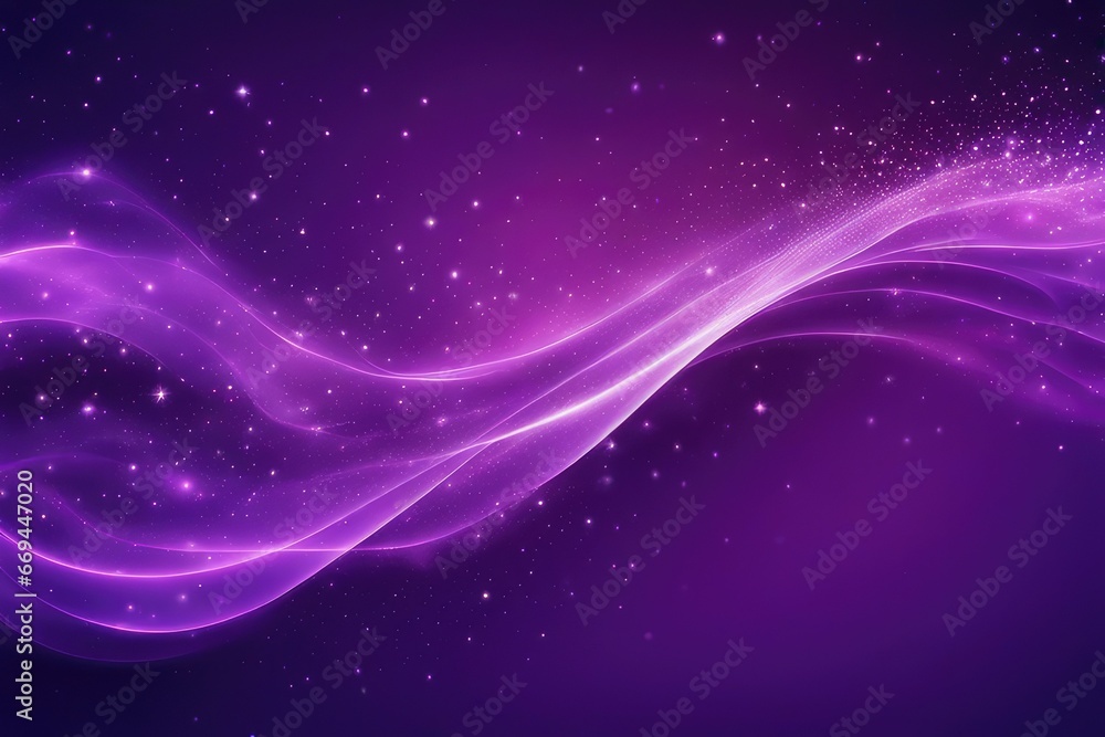 Fototapeta premium digital dark purple particles wave and light abstract background with shining dots stars