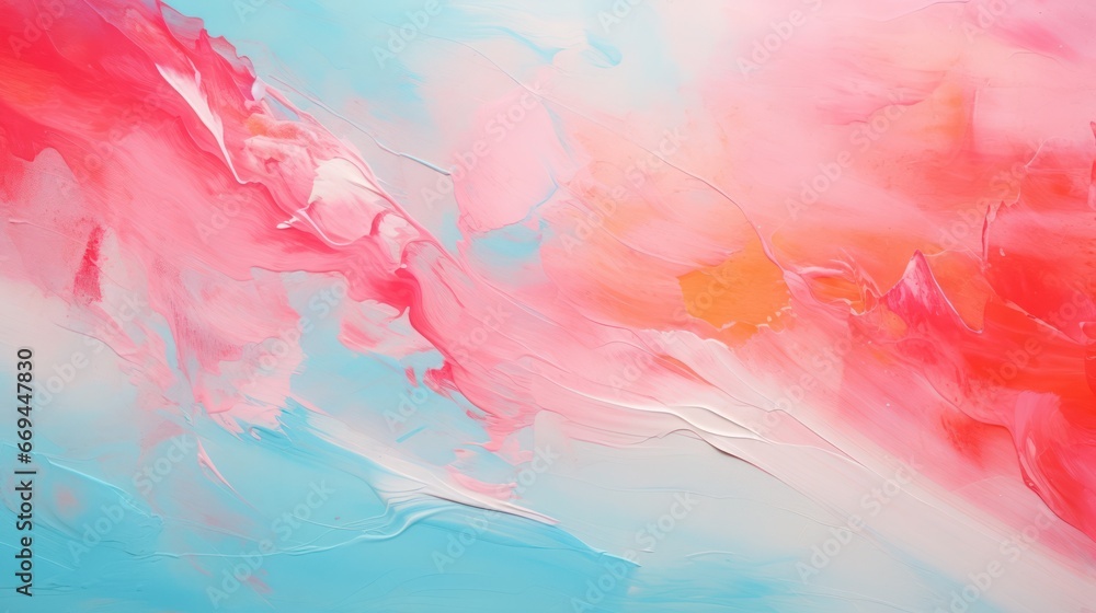 Abstract background of acrylic paint in pink, blue and white colors. Generative AI