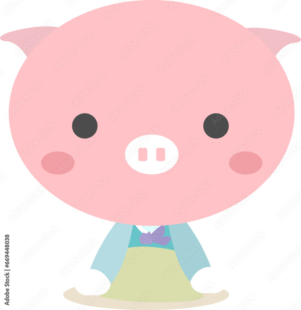 a bowing pig
a bowing pig