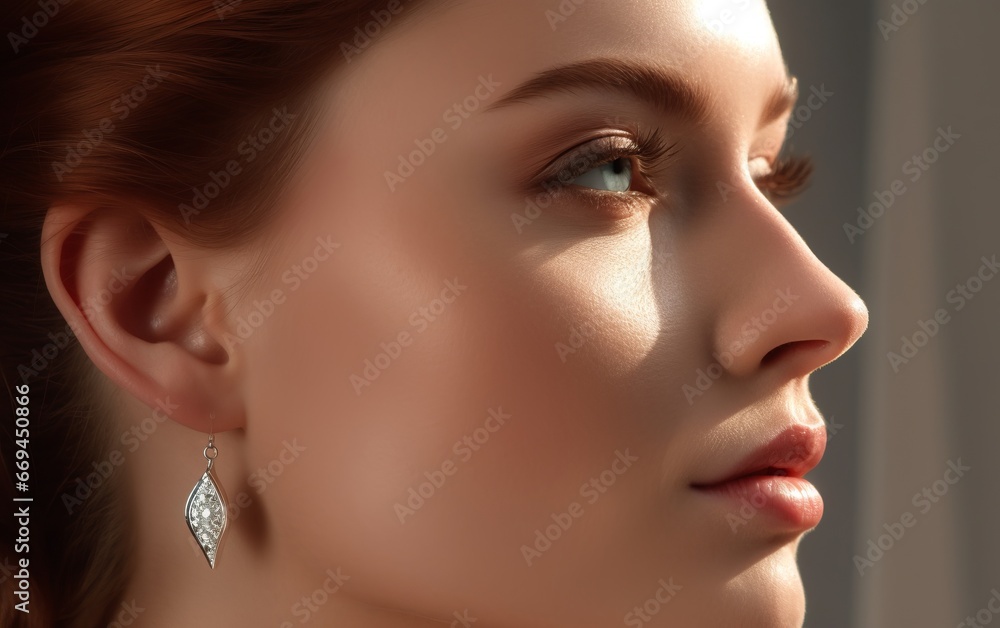 Beautiful woman with jewelry. A beauty shot of earings on a dark background. Beautiful woman with jewelry. A beauty shot of earings on a dark background.