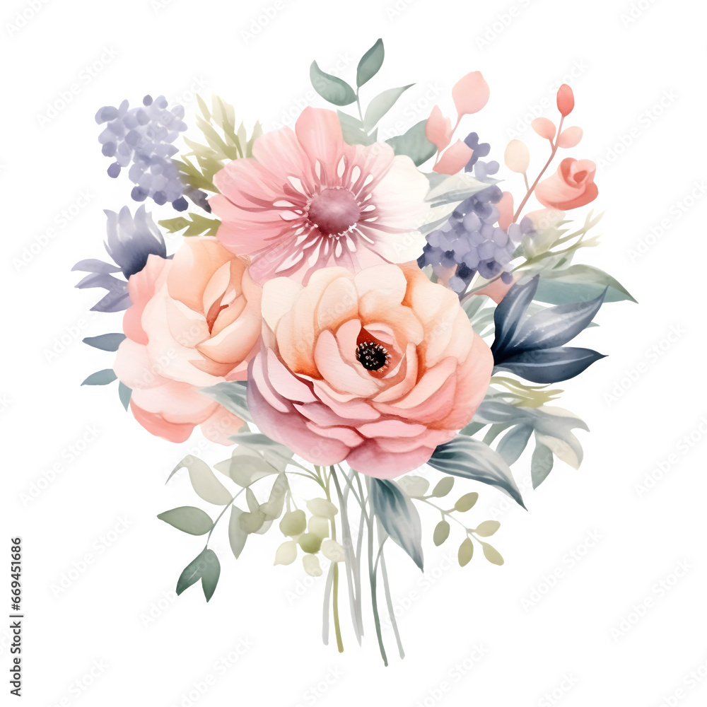 abstract floral background on transparent background Generative AI