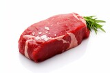 Raw beef steak on white background, isolated. Commonly consumed worldwide. Generative AI