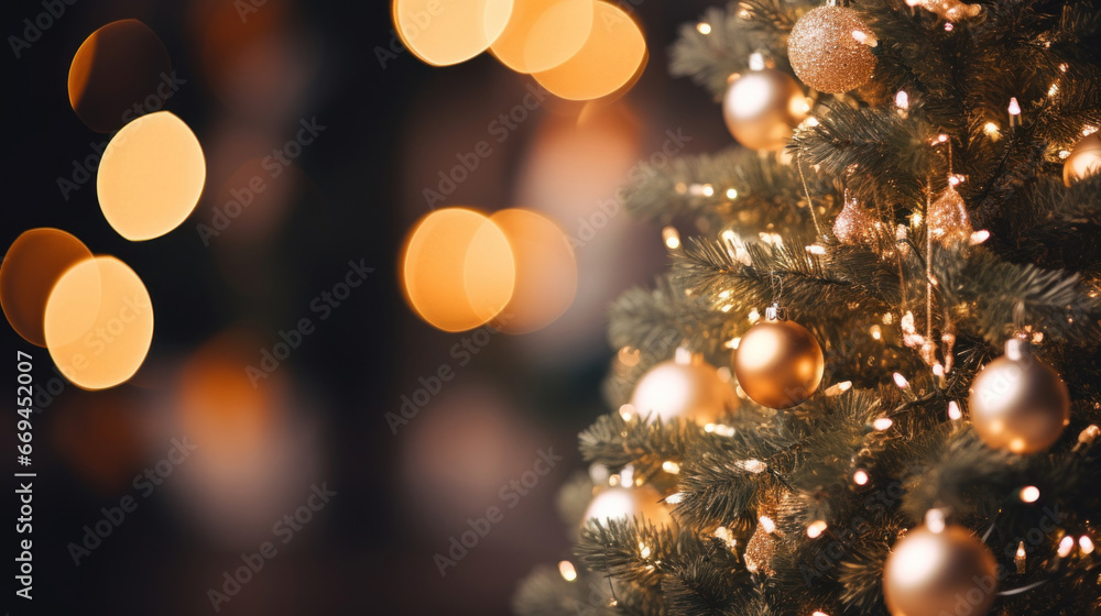 Close up of a Christmas tree with lights Close up of a Christmas tree with lights