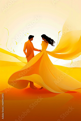 Generative Ai background illustration of couple dancing