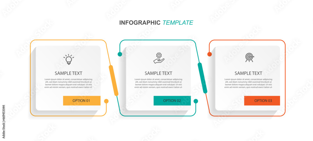 Infographic template vector element with 3 options or step  - obrazy, fototapety, plakaty 