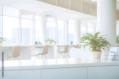 White clear blurred empty office background. Light office for conversations or business meetings