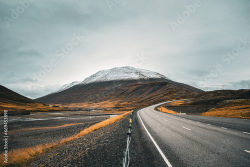 a road in northern part of Iceland in autumn