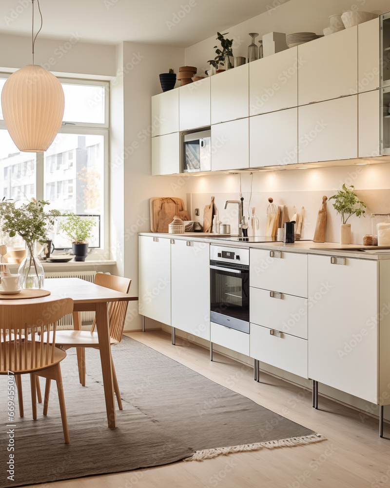 A luxury kitchen of a beautiful bright modern Scandinavian style, generative AI A luxury kitchen of a beautiful bright modern Scandinavian style, generative AI