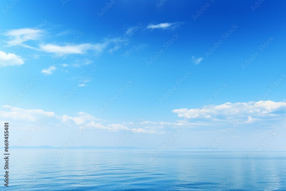 Clear sky over tranquil sea. Generative AI