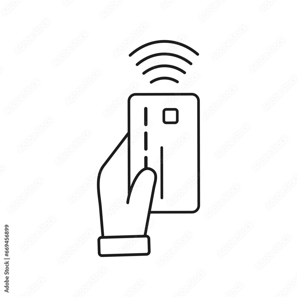 NFC technology. Hand holding card, smartphone, phone. Contactless, wireless payment. Contactless wireless pay. Near field communication NFC technology. Hand holding card, smartphone, phone. Contactless, wireless payment. Contactless wireless pay. Near field communication