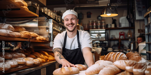 smiling man working in bakery
