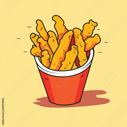 french fries in a bowl vector illustration in isolated background.Dinner French Fries illustration. Fries Fast food Illustration. Potato Fries vector clipart.Restaurent Design Elements