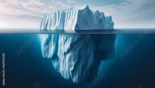 iceberg in the sea, hidden danger and caution concept art, Generative AI