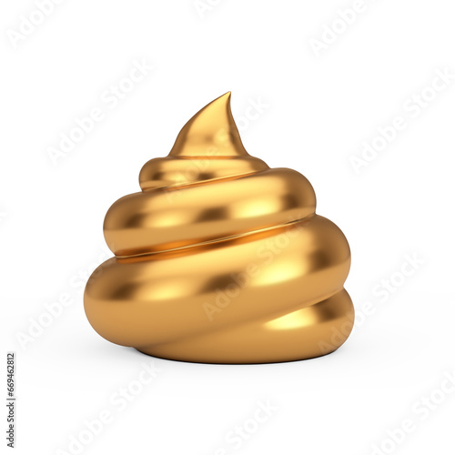 Golden Piece of Shit Cartoon Poop Icon. 3d Rendering