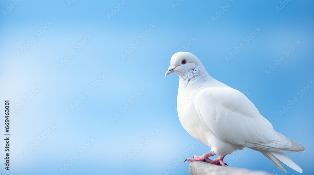 White dove on a isolated blue background, peace and freedom symbol bird White dove on a isolated blue background, peace and freedom symbol bird