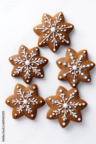 gingerbread Christmas cookies on the white background 