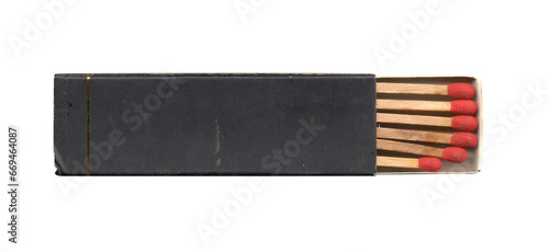 vintage old retro frayed matchbox with matches on transparent png background