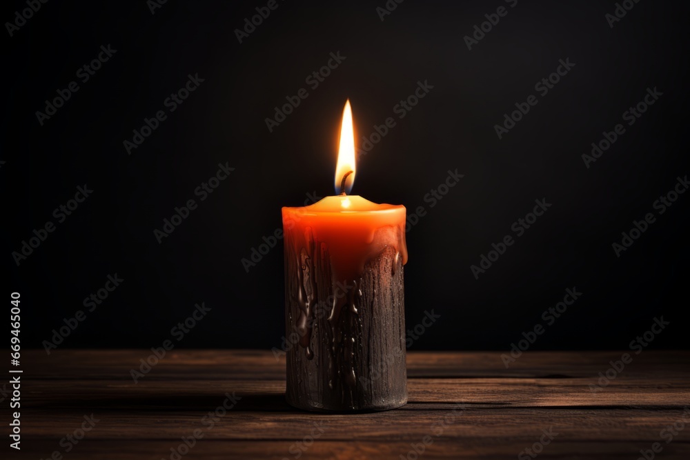 A single candle flame flickers brightly in the dark, symbolizing hope and new beginnings as we welcome the New Year A single candle flame flickers brightly in the dark, symbolizing hope and new beginnings as we welcome the New Year