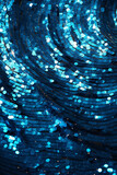 digital illustration of shiny glitter sequins, fabric texture backround, blue sequins