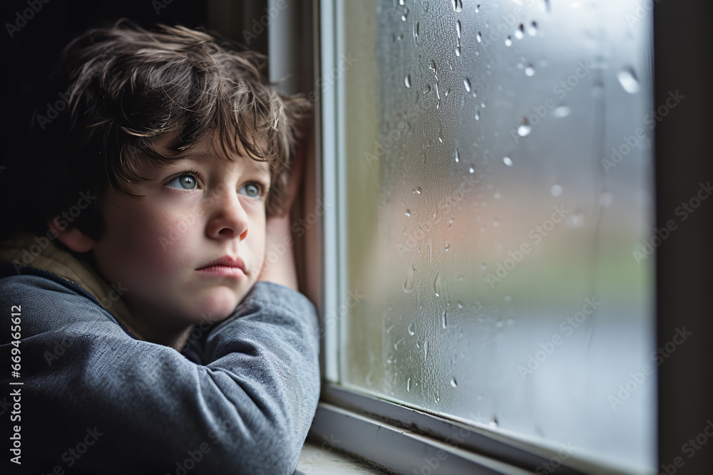 sad boy window