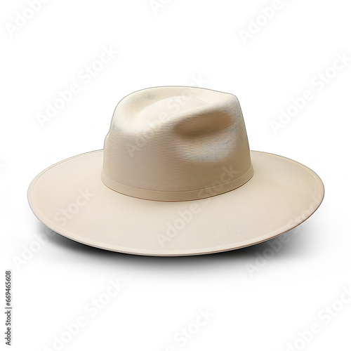 A hat with a flat, circular crown and no brim, often worn tilted to the side. realistic stock image captured by proffesional photographer in shutterstock style isolated on white backgound