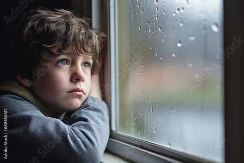 sad boy window photo