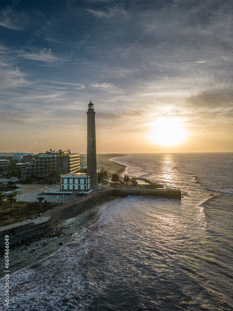 aerial view of the lighthous from maspalomas 