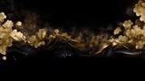 Black and gold Japanese style background luxury gorgeous, Generative AI