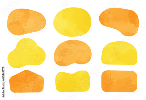 水彩風の丸フレーム　黄色　オレンジ