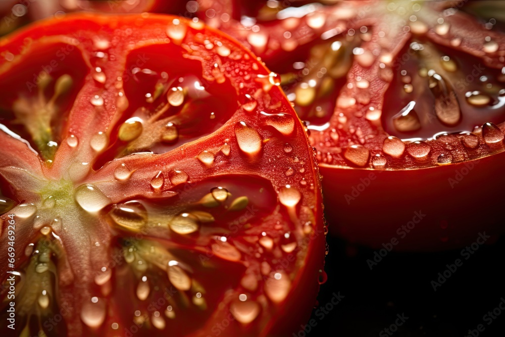 Tomato, the intricate textures of a freshly picked tomato captured with a high-resolution macro lens, revealing the stunning patterns and vibrant colors Tomato, the intricate textures of a freshly picked tomato captured with a high-resolution macro lens, revealing the stunning patterns and vibrant colors