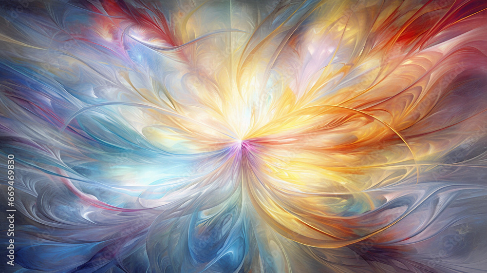 Obraz premium A Soft Feathery Colorful Kaleidoscope Pattern Backdrop