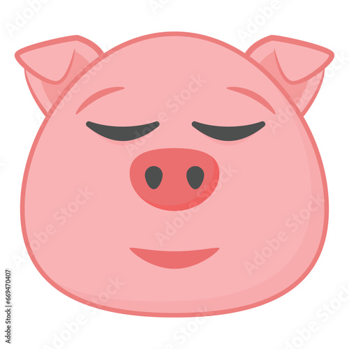 Pig emoji, relieved face