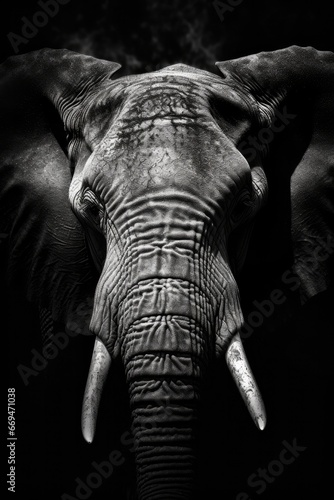 High resolution HD photo of Elephant  black background  detailed  generative AI 