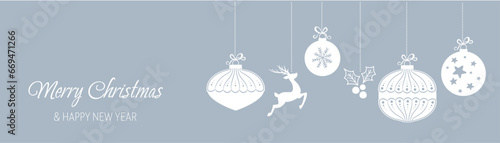 Christmas bauble decoration with snowflakes stars and gift vector illustration, ice blue elements