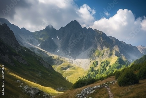 A beautiful image of rocky mountains in Transrarău. Generative AI