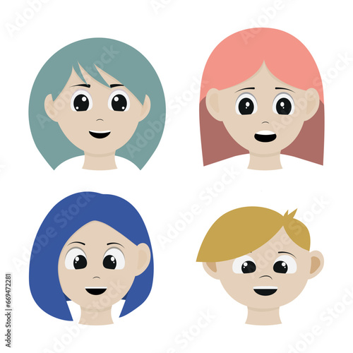 Children with different hair color and different emotions