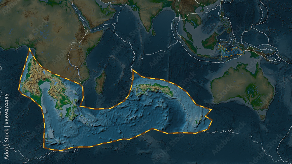 Fototapeta premium Banda Sea plate extracted. Patterson Cylindrical. Physical